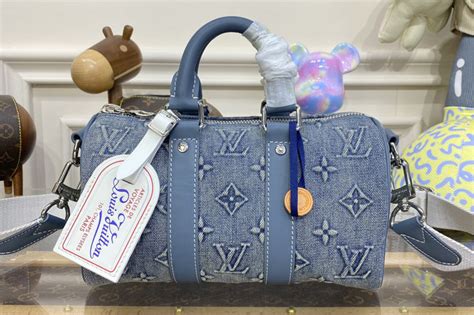 M22762 Louis Vuitton Monogram Denim Keepall Bandoulière 25